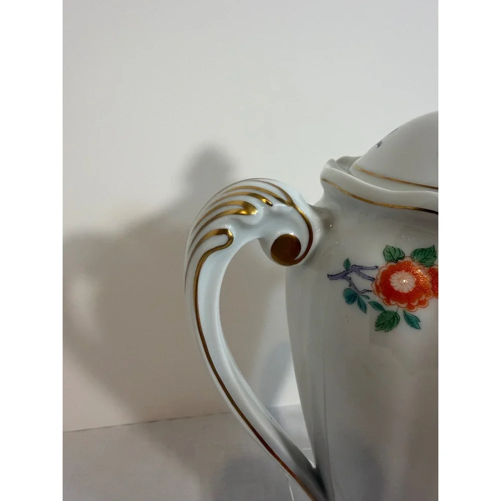 Royale Limoges France Orange Tree Porcelain Coffee Pot Towle Gilt Floral 9.5in